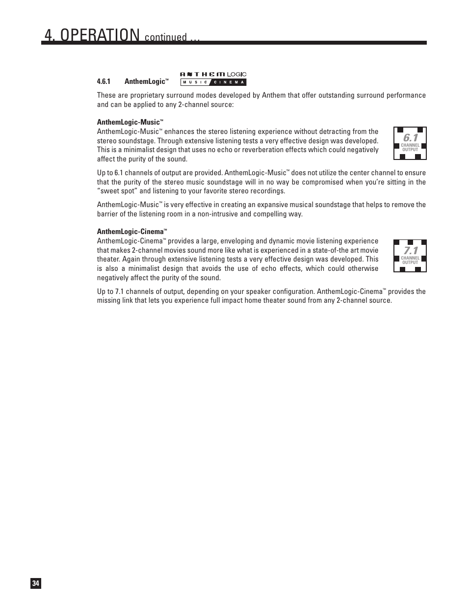 Anthemlogic, Operation, Continued | Anthem MRX 700 User Manual | Page 42 / 52