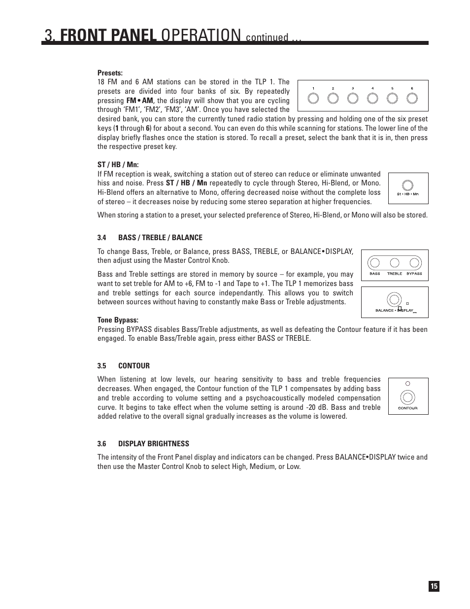 Front panel operation, Continued | Anthem TLP 1 User Manual | Page 21 / 32