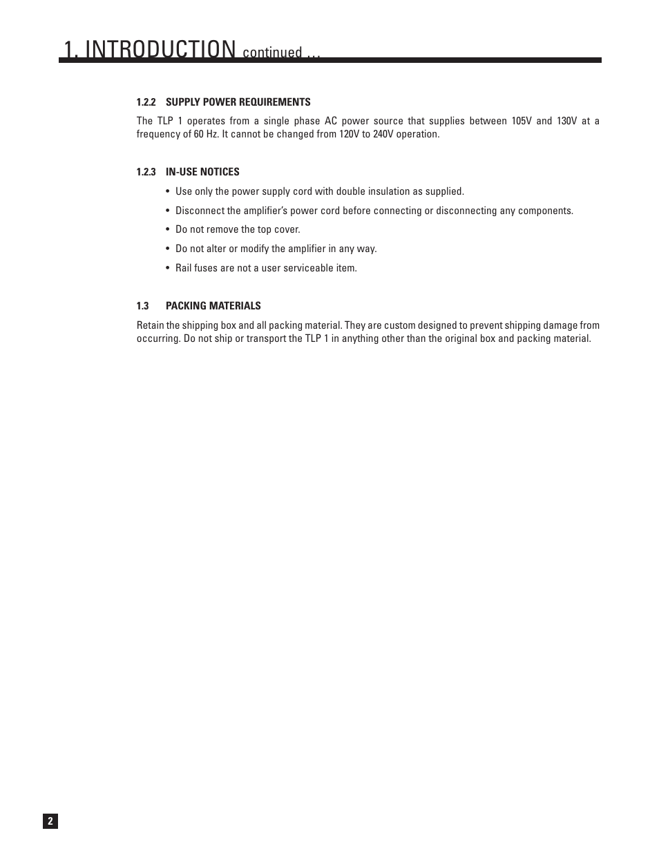 Introduction, Continued | Anthem TLP 1 User Manual | Page 8 / 32