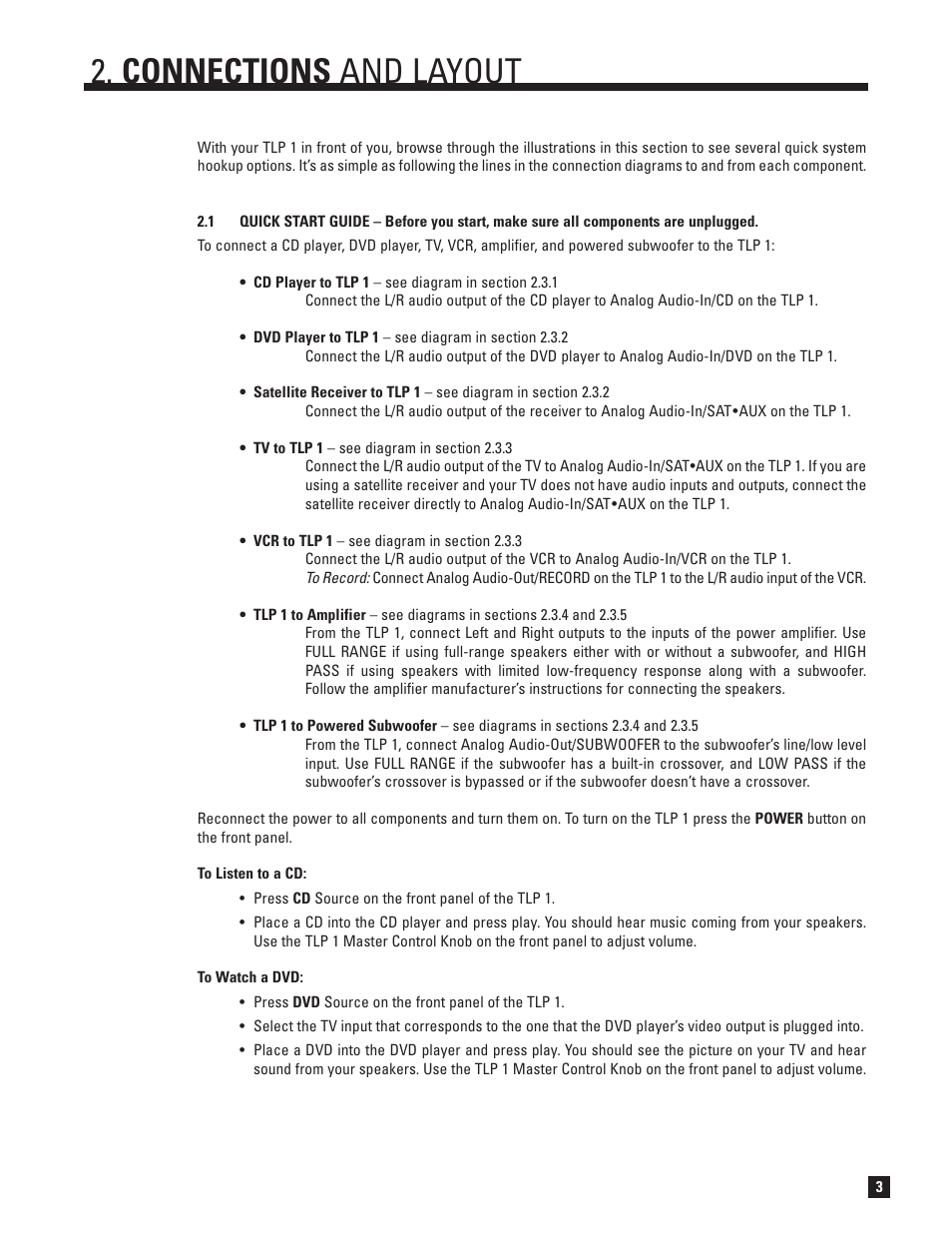 Connections and layout | Anthem TLP 1 User Manual | Page 9 / 32