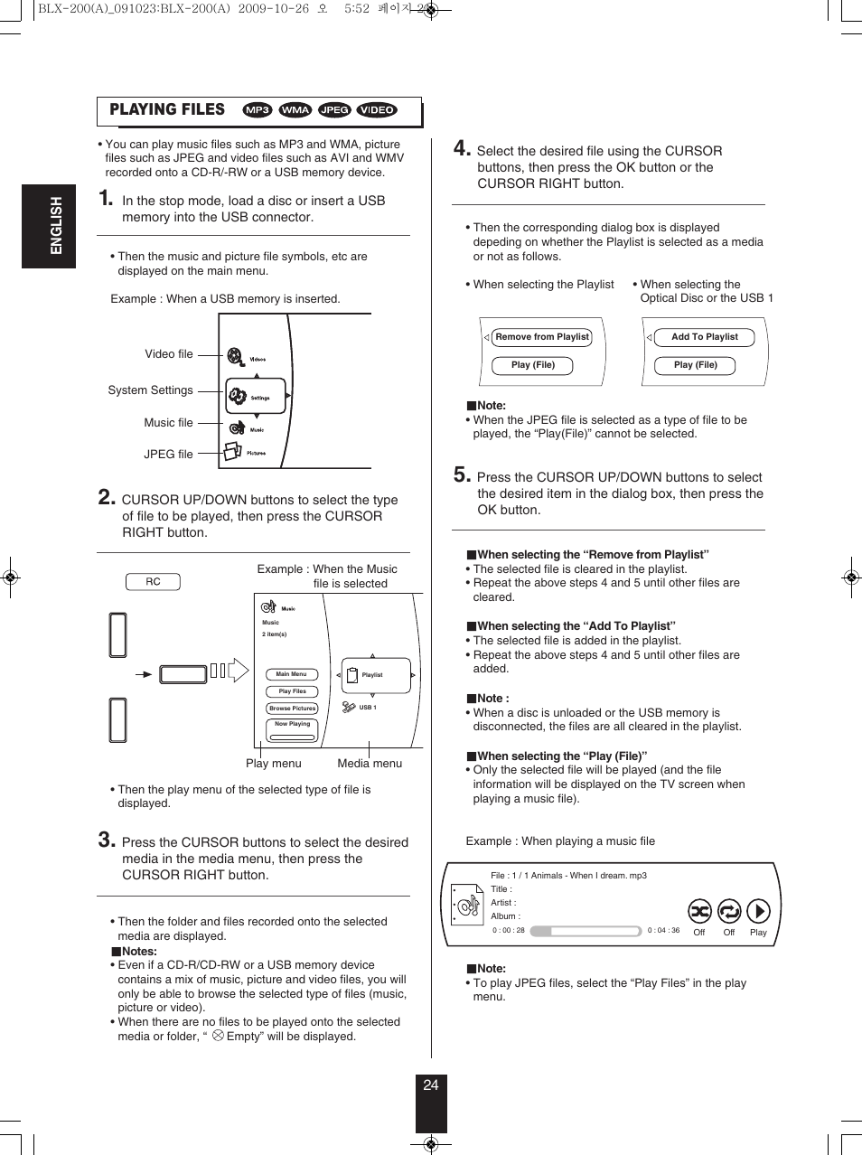 Playing files | Anthem BLX 200 User Manual | Page 24 / 46