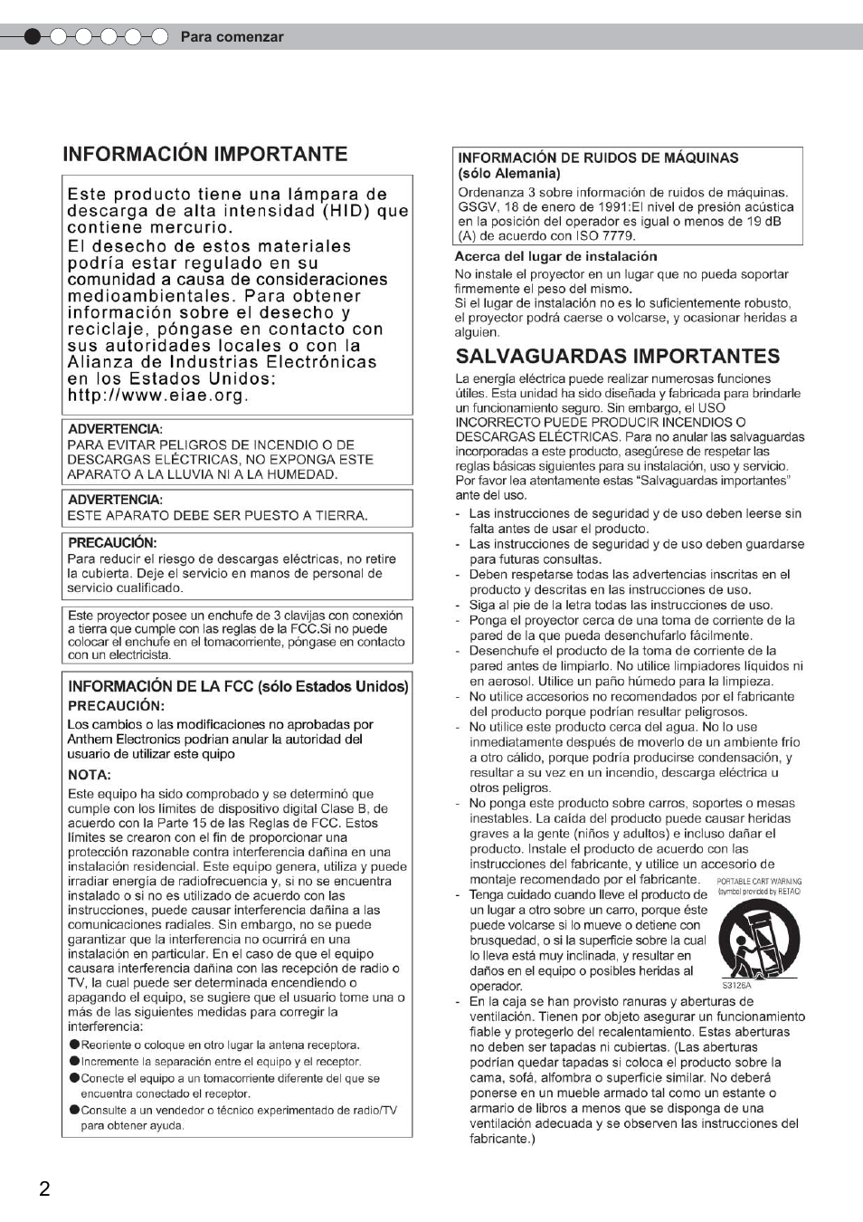 Precauciones de seguridad | Anthem LTX 300 User Manual | Page 118 / 174