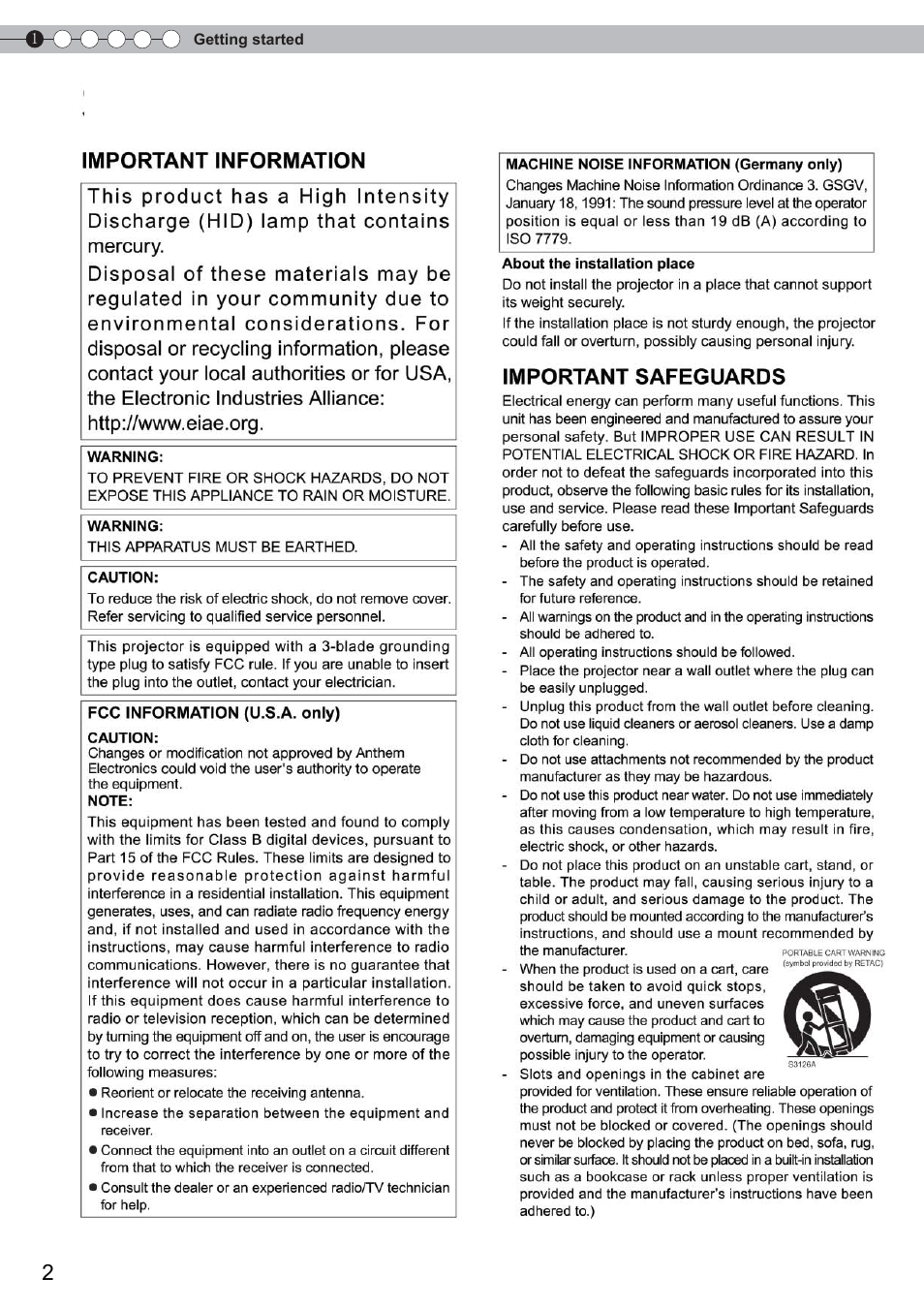 Safety precautions | Anthem LTX 300 User Manual | Page 2 / 174
