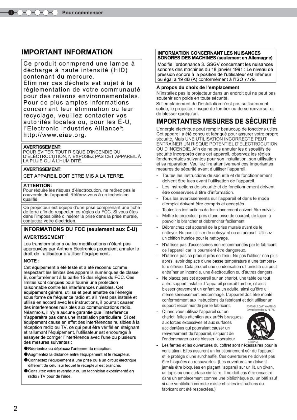 Importantes mesures de sécurité | Anthem LTX 300 User Manual | Page 60 / 174