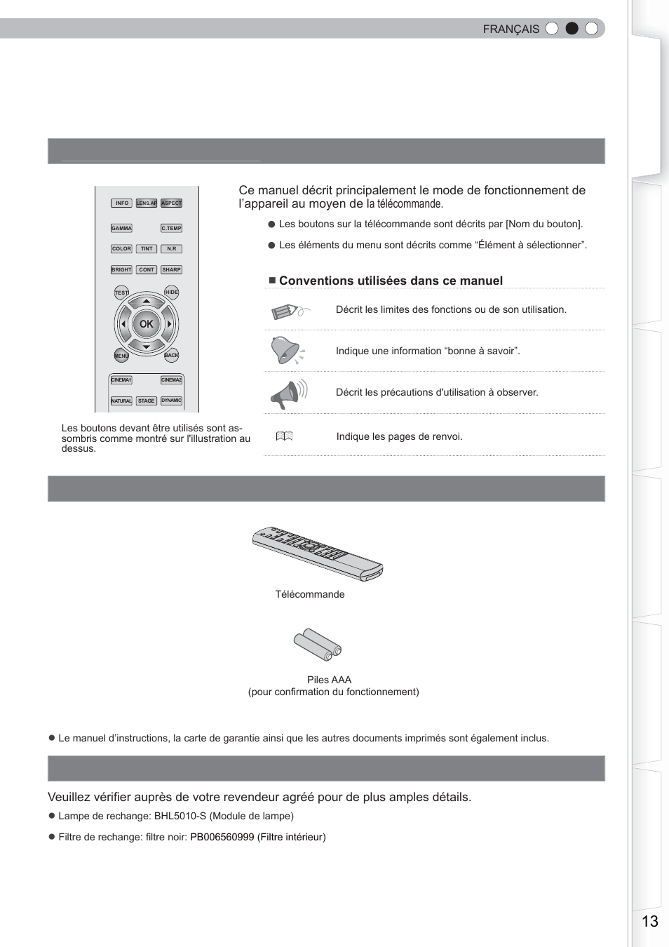 Vérifi ez les accessoires, Accessoires facultatifs, À propos de ce manuel | Anthem LTX 300 User Manual | Page 71 / 174