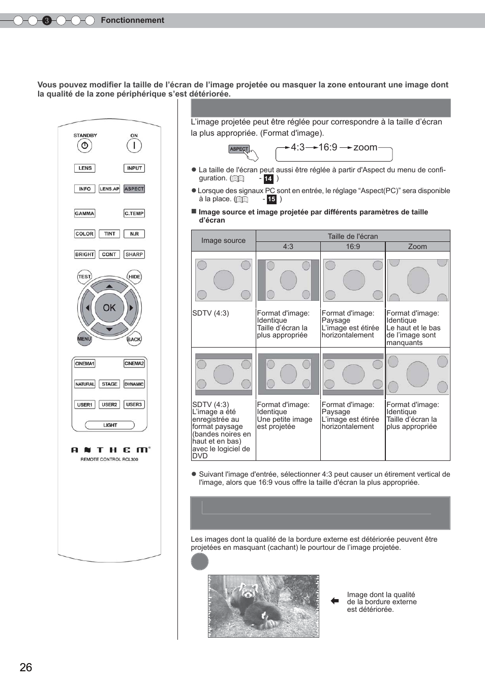Fonctions utiles pendant la projection, Régler de la taille de l’écran, Projete l’image | Masquage de la zone périphérique d’une image | Anthem LTX 300 User Manual | Page 84 / 174