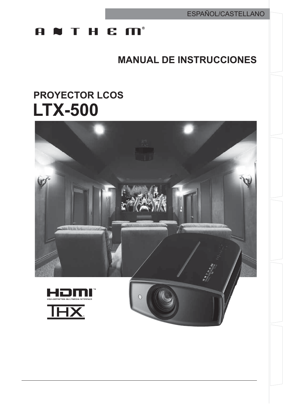 Ltx-500, Proyector lcos manual de instrucciones | Anthem LTX 500 User Manual | Page 121 / 182