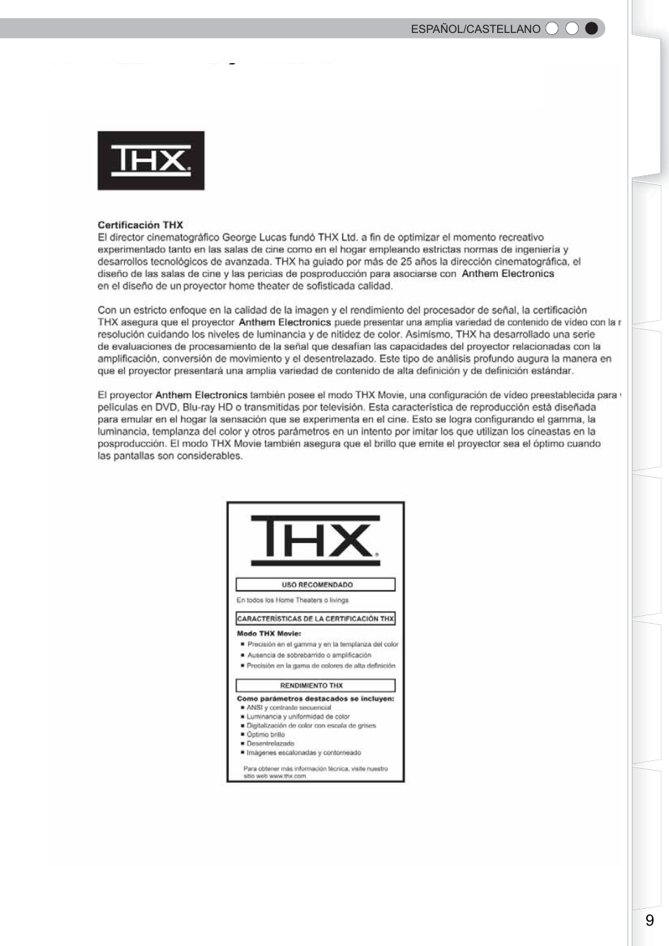 Certifi cación thx | Anthem LTX 500 User Manual | Page 129 / 182