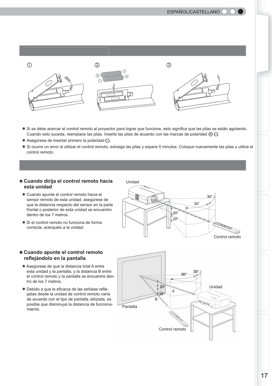 Cómo utilizar el control remoto, Colocación de las pilas, Alcance efectivo de la unidad de control remoto | Anthem LTX 500 User Manual | Page 137 / 182