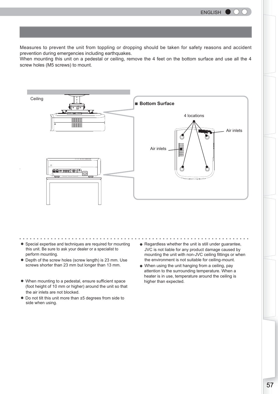 Mounting this unit, Precautions for mounting | Anthem LTX 500 User Manual | Page 57 / 182