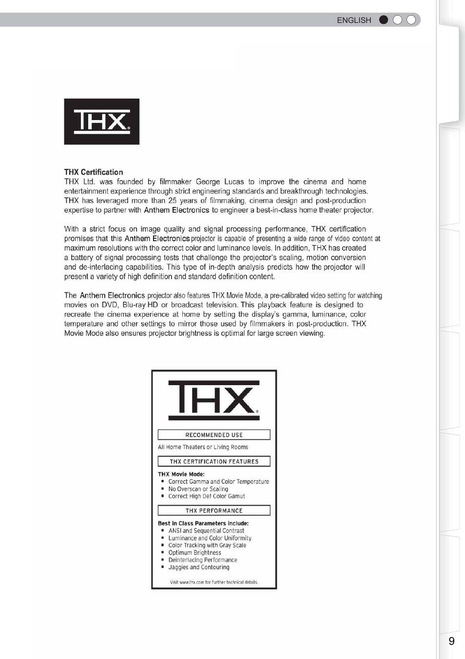Thx certifi cation | Anthem LTX 500 User Manual | Page 9 / 182