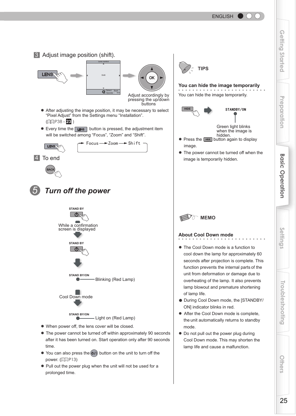 O hide the image temporarily, Turn off the power | Anthem LTX 500v User Manual | Page 25 / 187