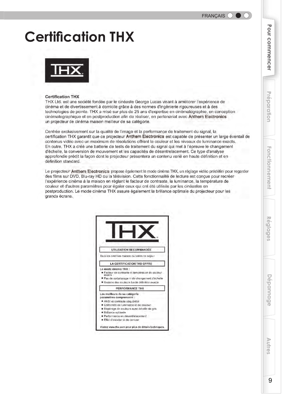 Certification thx | Anthem LTX 500v User Manual | Page 71 / 187