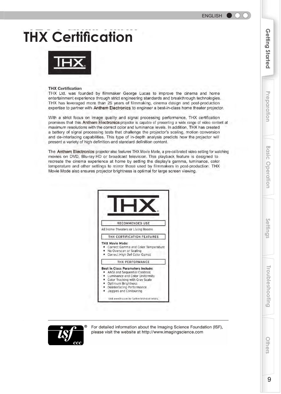 Thx certification | Anthem LTX 500v User Manual | Page 9 / 187