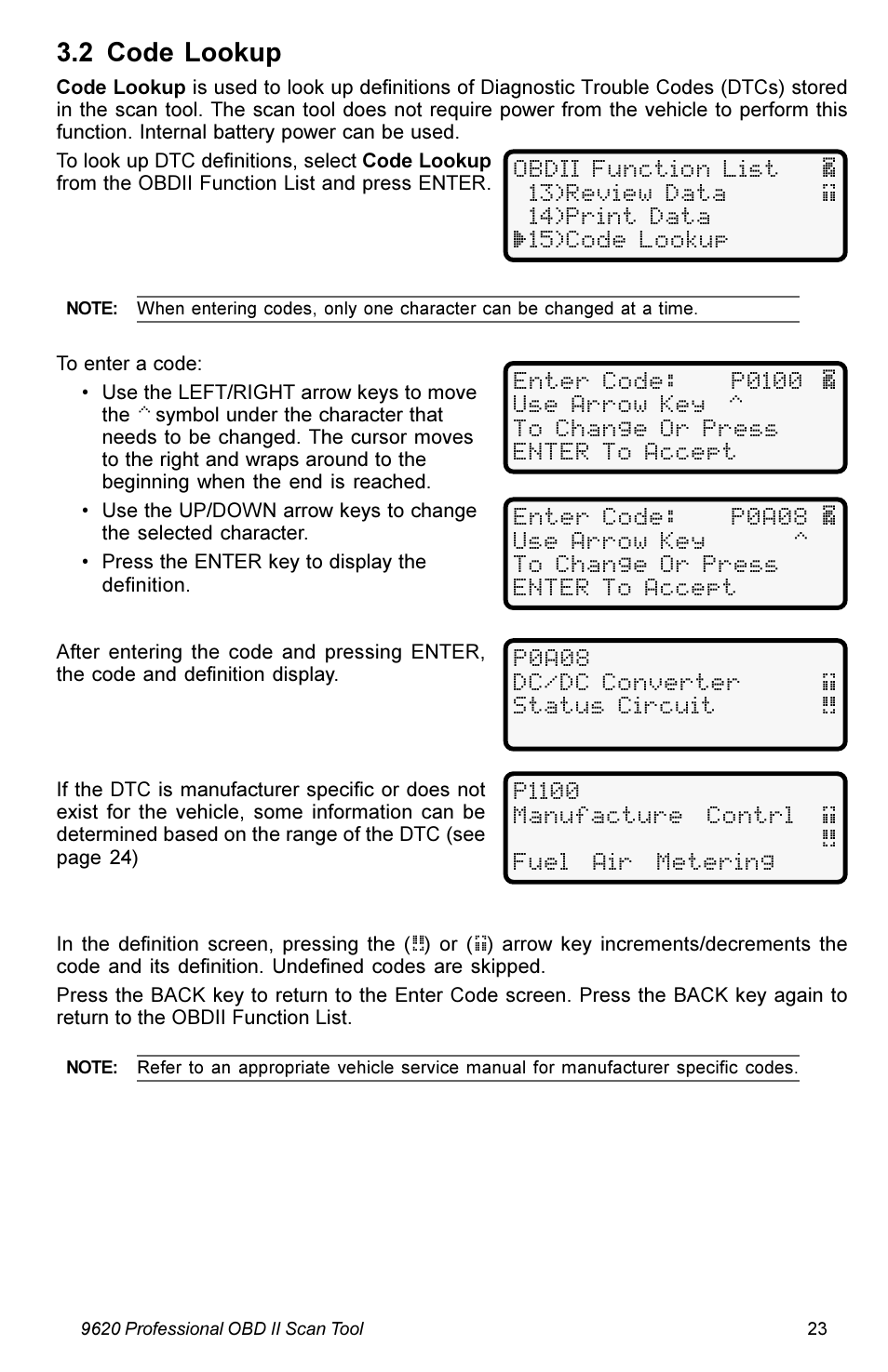 2 code lookup | Actron KAL9620A User Manual | Page 23 / 36