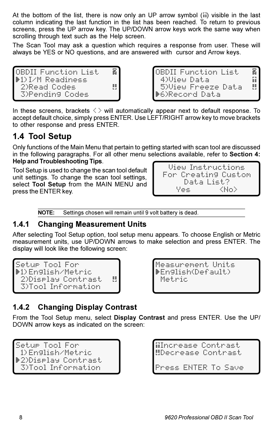 4 tool setup | Actron KAL9620A User Manual | Page 8 / 36