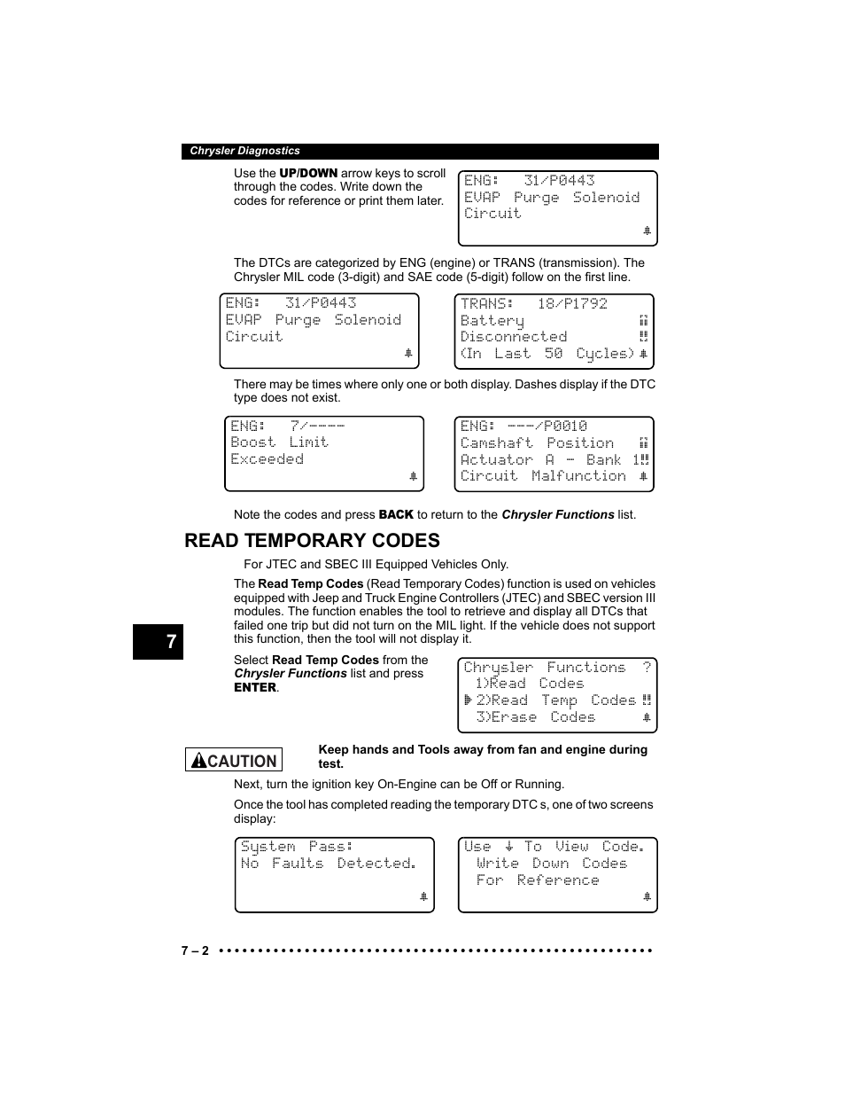 Read temporary codes | Actron KAL9640B User Manual | Page 108 / 144