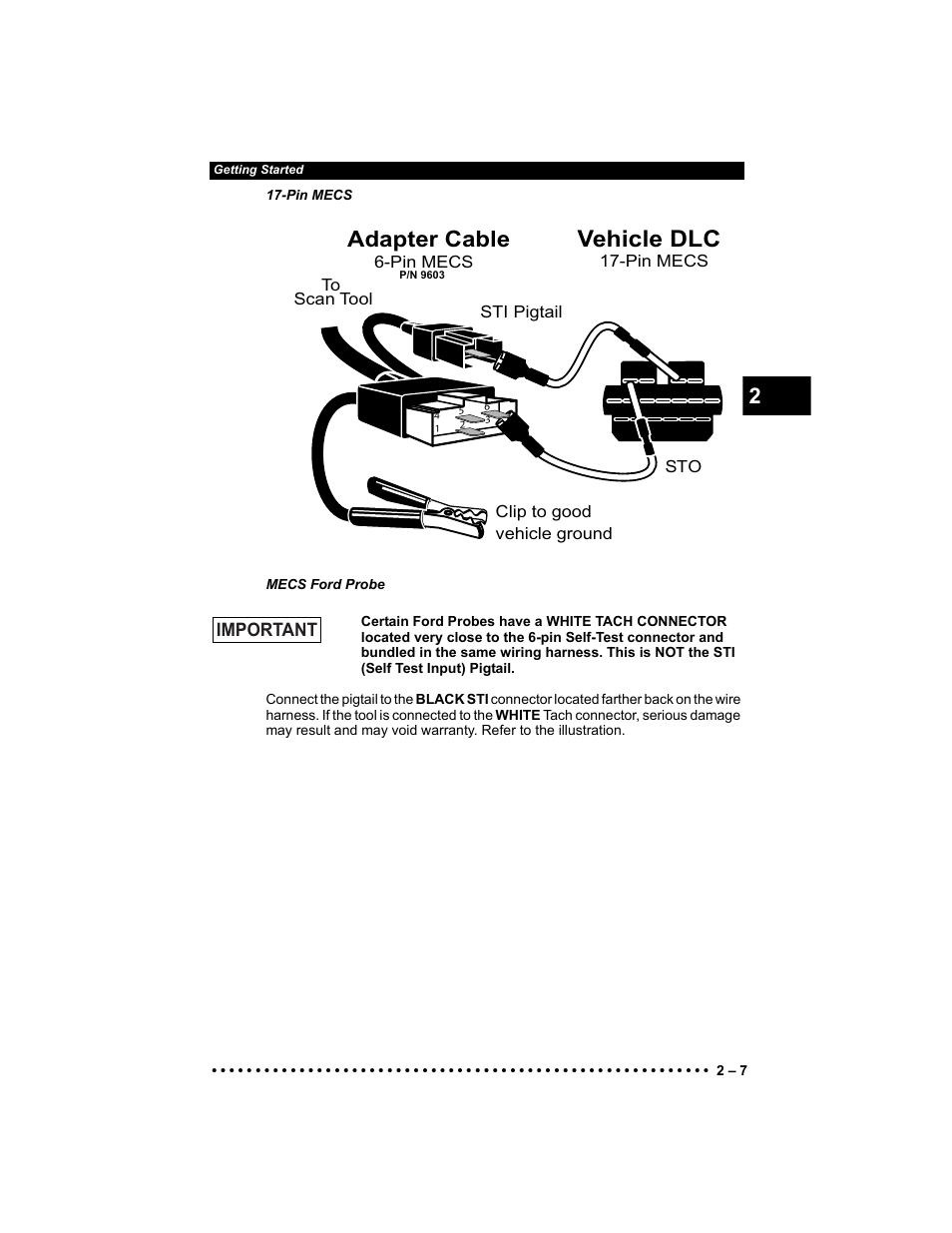 Vehicle dlc, Adapter cable, Important | Actron KAL9640B User Manual | Page 21 / 144