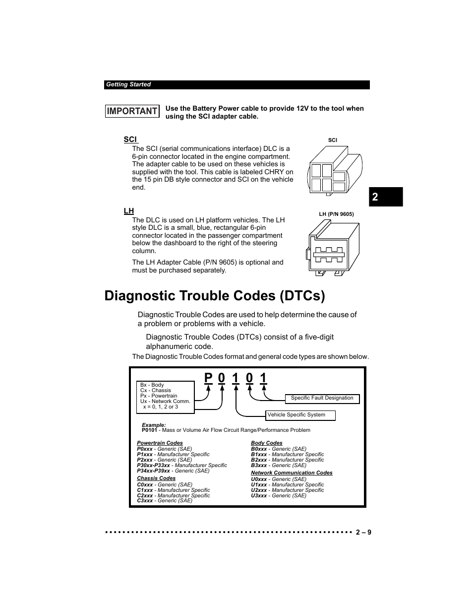 Diagnostic trouble codes (dtcs), P 0 1 0 1, Important | Actron KAL9640B User Manual | Page 23 / 144