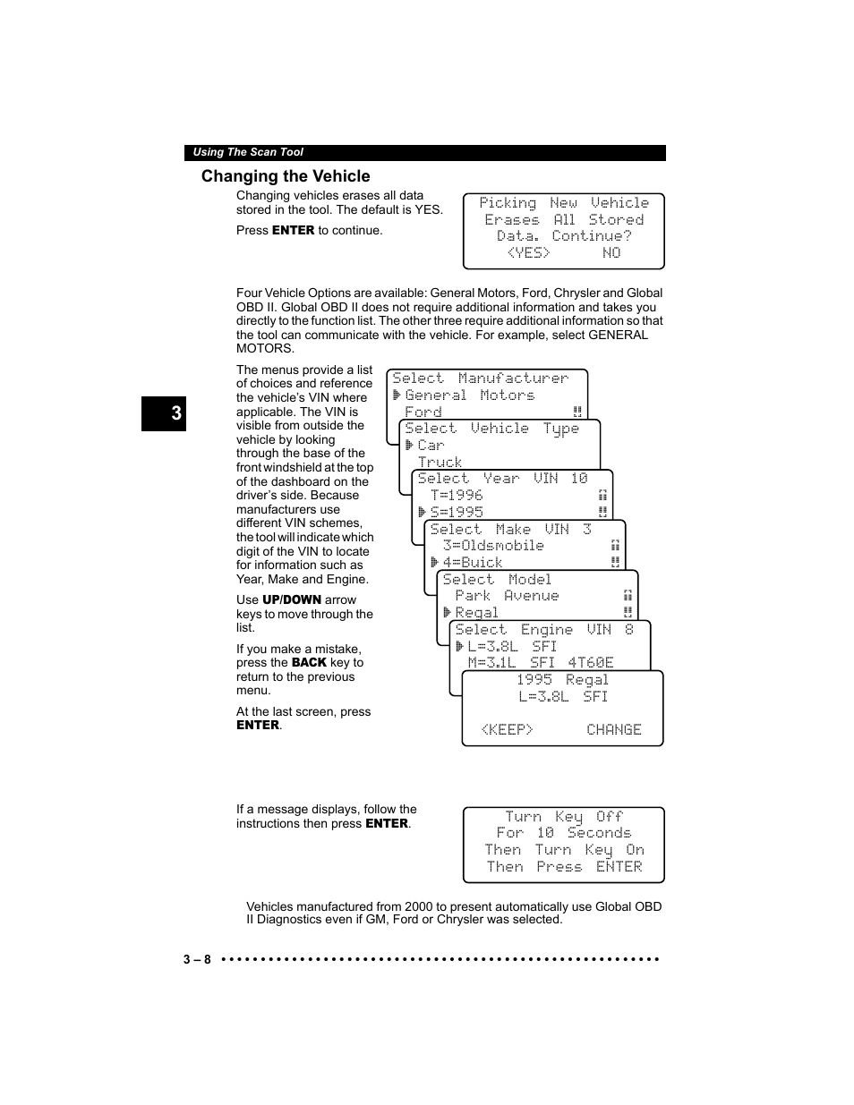 Changing the vehicle | Actron KAL9640B User Manual | Page 32 / 144