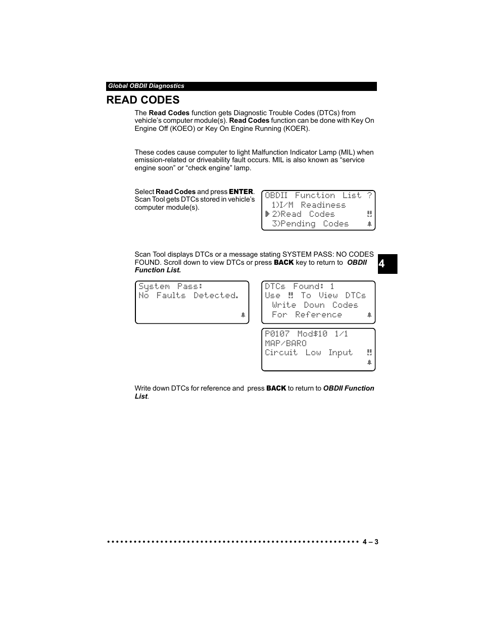 Read codes, 4read codes | Actron KAL9640B User Manual | Page 37 / 144