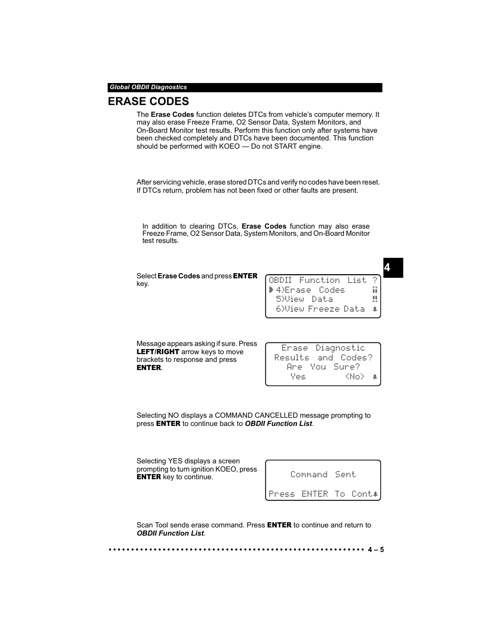 Erase codes, 4erase codes | Actron KAL9640B User Manual | Page 39 / 144