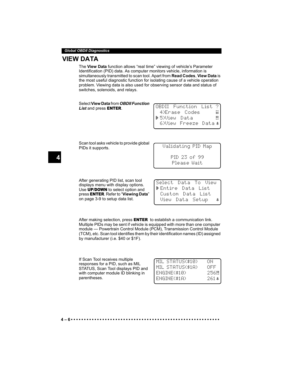 View data, 4 4 view data | Actron KAL9640B User Manual | Page 40 / 144