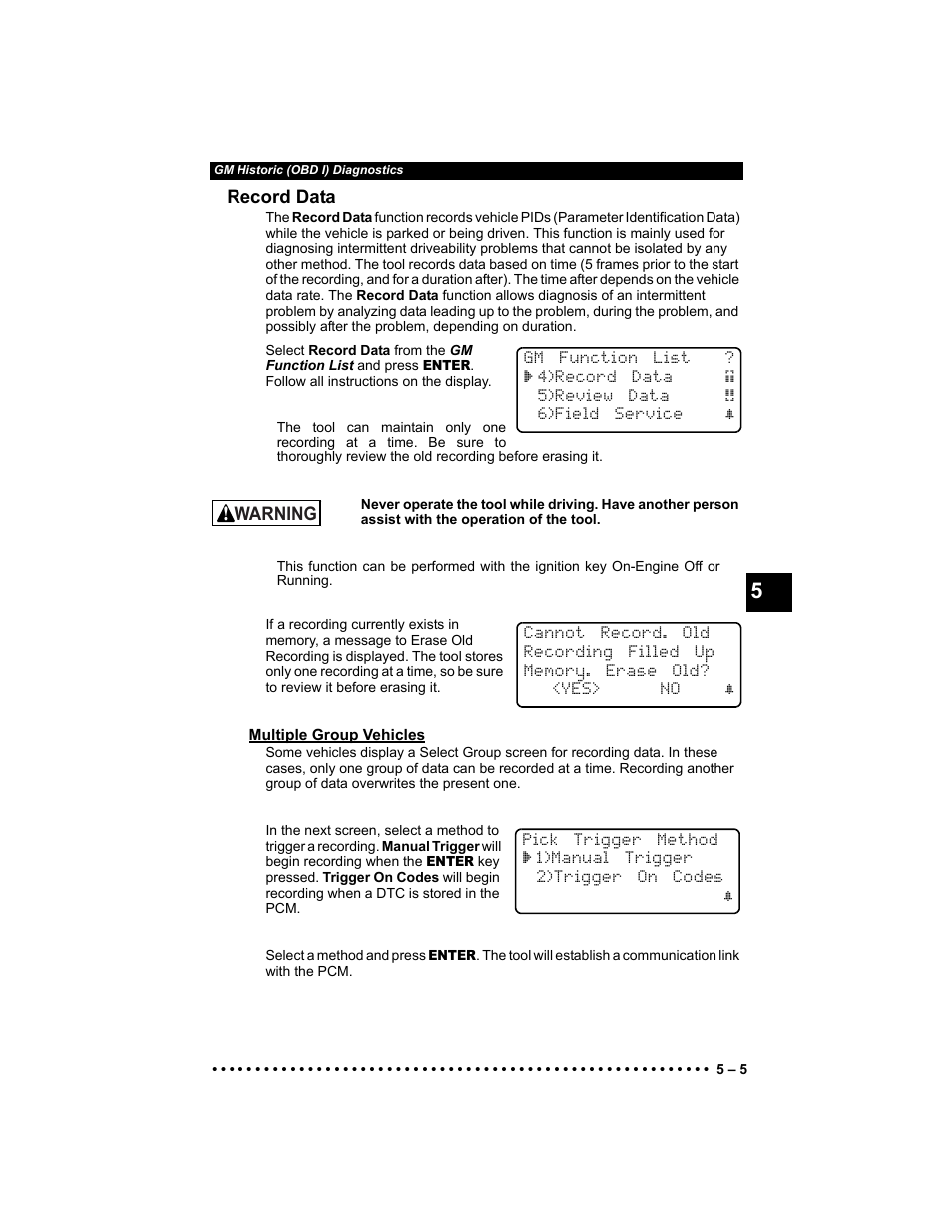 Record data, Multiple group vehicles | Actron KAL9640B User Manual | Page 61 / 144