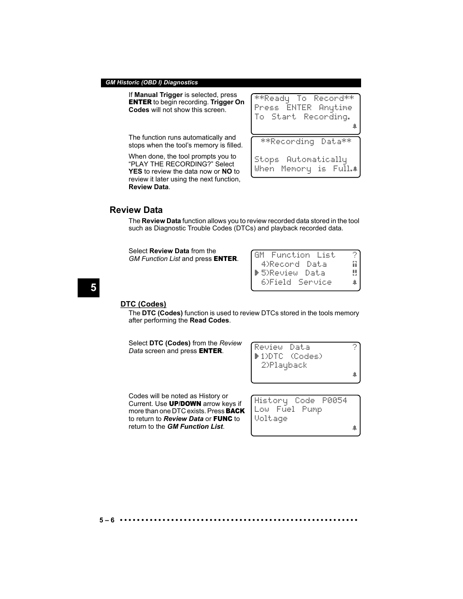 Review data, Dtc (codes) | Actron KAL9640B User Manual | Page 62 / 144