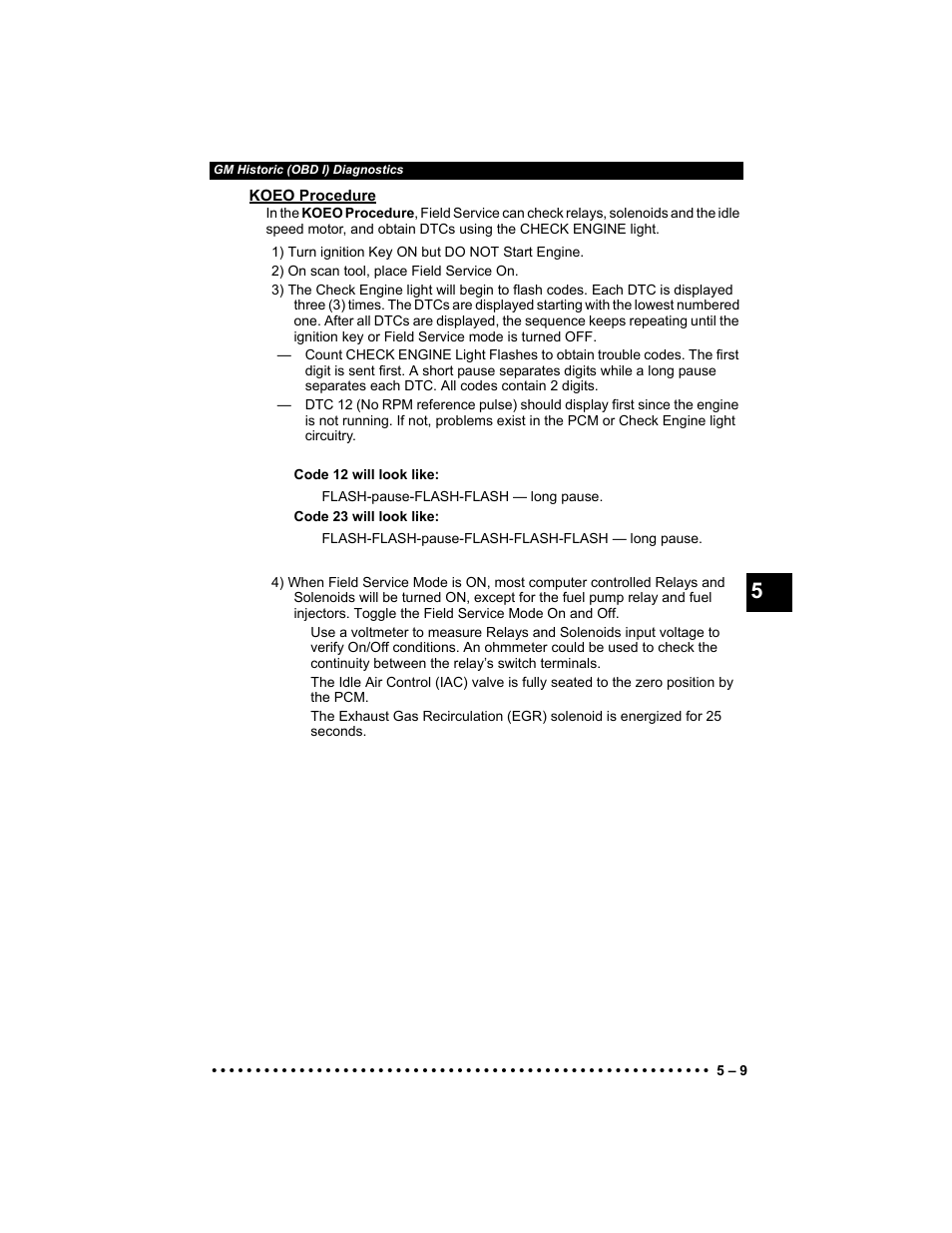 Koeo procedure | Actron KAL9640B User Manual | Page 65 / 144