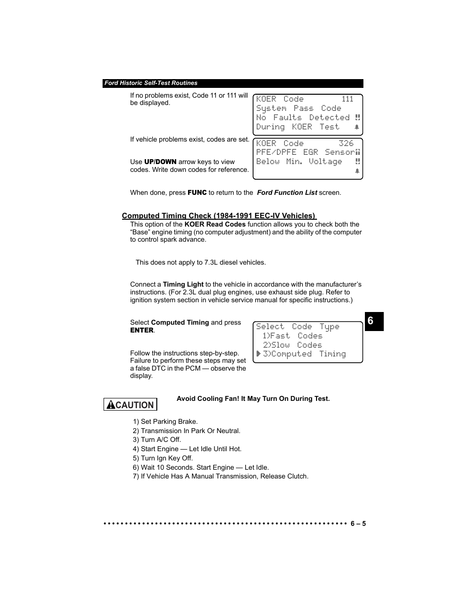 Computed timing check (1984-1991 eec-iv vehicles) | Actron KAL9640B User Manual | Page 79 / 144