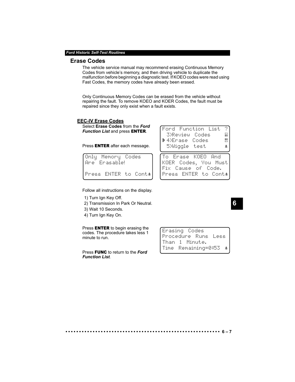 Erase codes, Eec-iv erase codes | Actron KAL9640B User Manual | Page 81 / 144