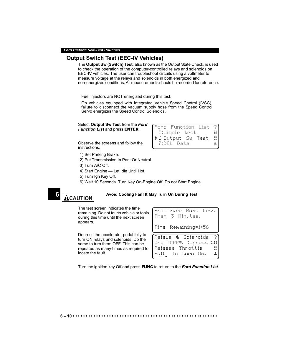 Output switch test (eec-iv vehicles) | Actron KAL9640B User Manual | Page 84 / 144
