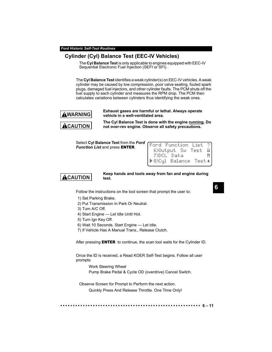 Cylinder (cyl) balance test (eec-iv vehicles) | Actron KAL9640B User Manual | Page 85 / 144