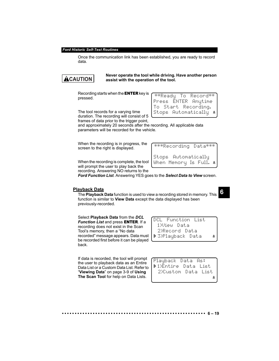 Playback data, Caution | Actron KAL9640B User Manual | Page 93 / 144