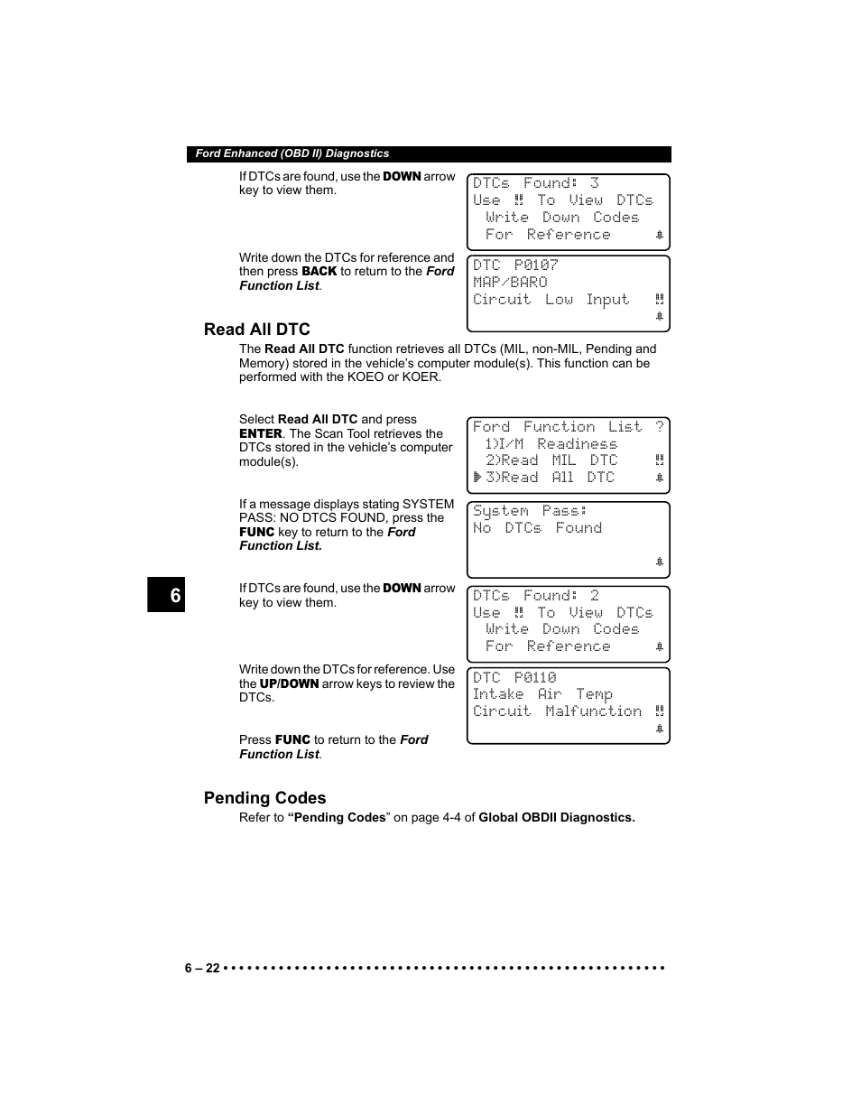 Read all dtc, Pending codes | Actron KAL9640B User Manual | Page 96 / 144