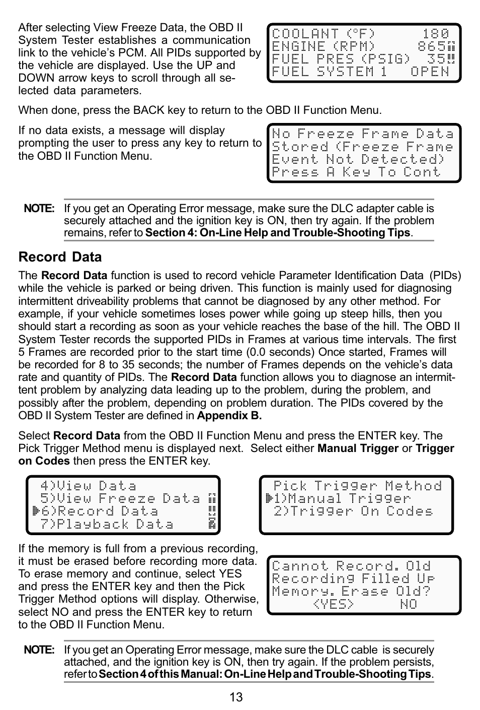 Record data | Actron KAL9615 User Manual | Page 13 / 48