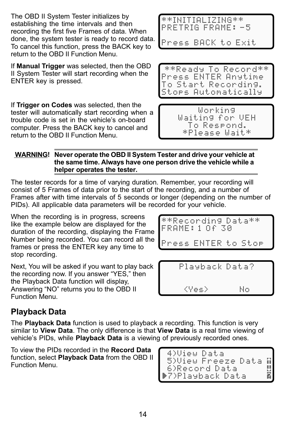 Playback data | Actron KAL9615 User Manual | Page 14 / 48