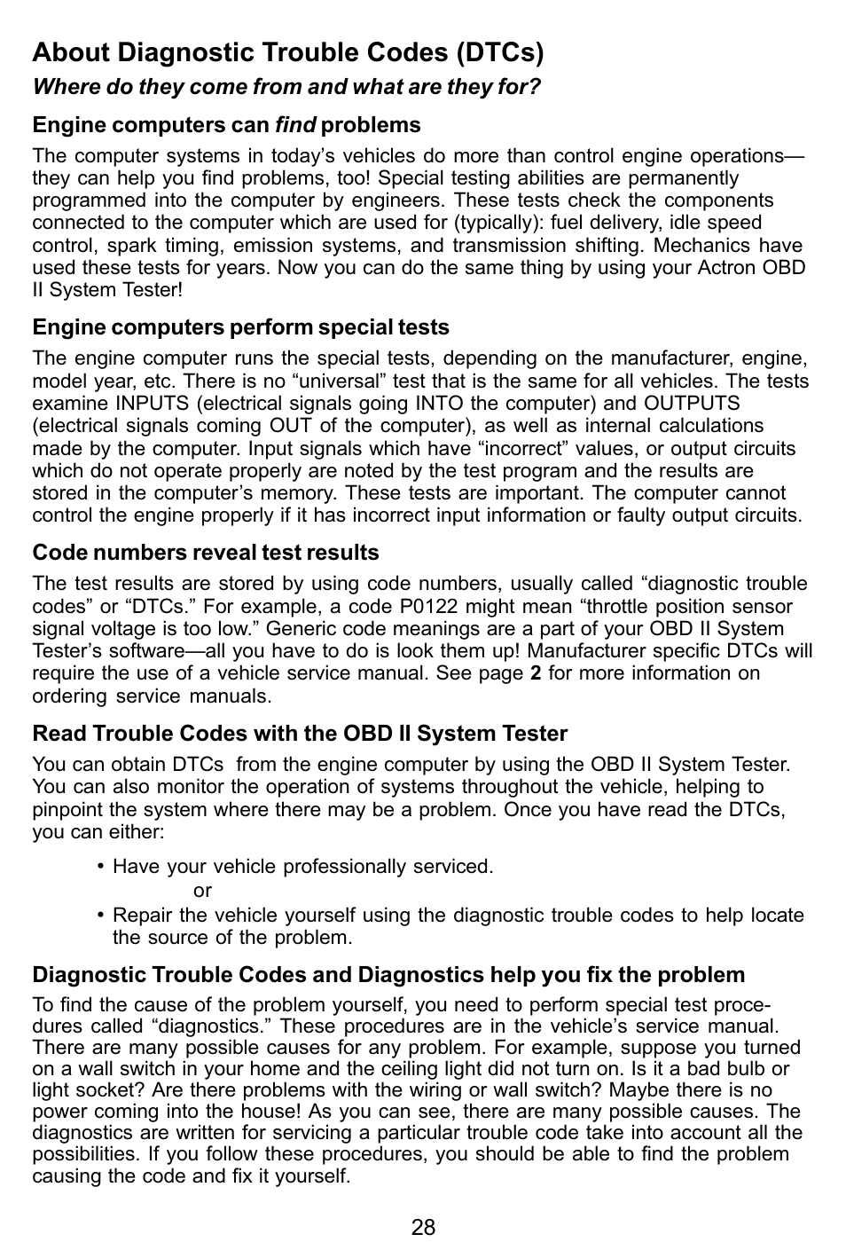 About diagnostic trouble codes (dtcs) | Actron KAL9615 User Manual | Page 28 / 48