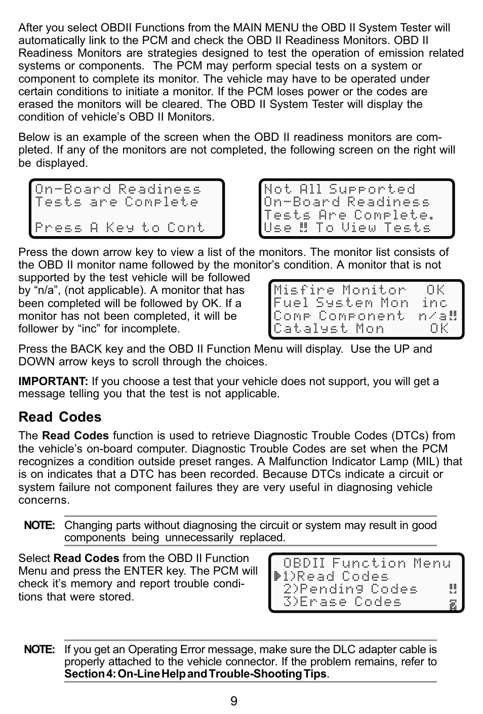 Read codes | Actron KAL9615 User Manual | Page 9 / 48
