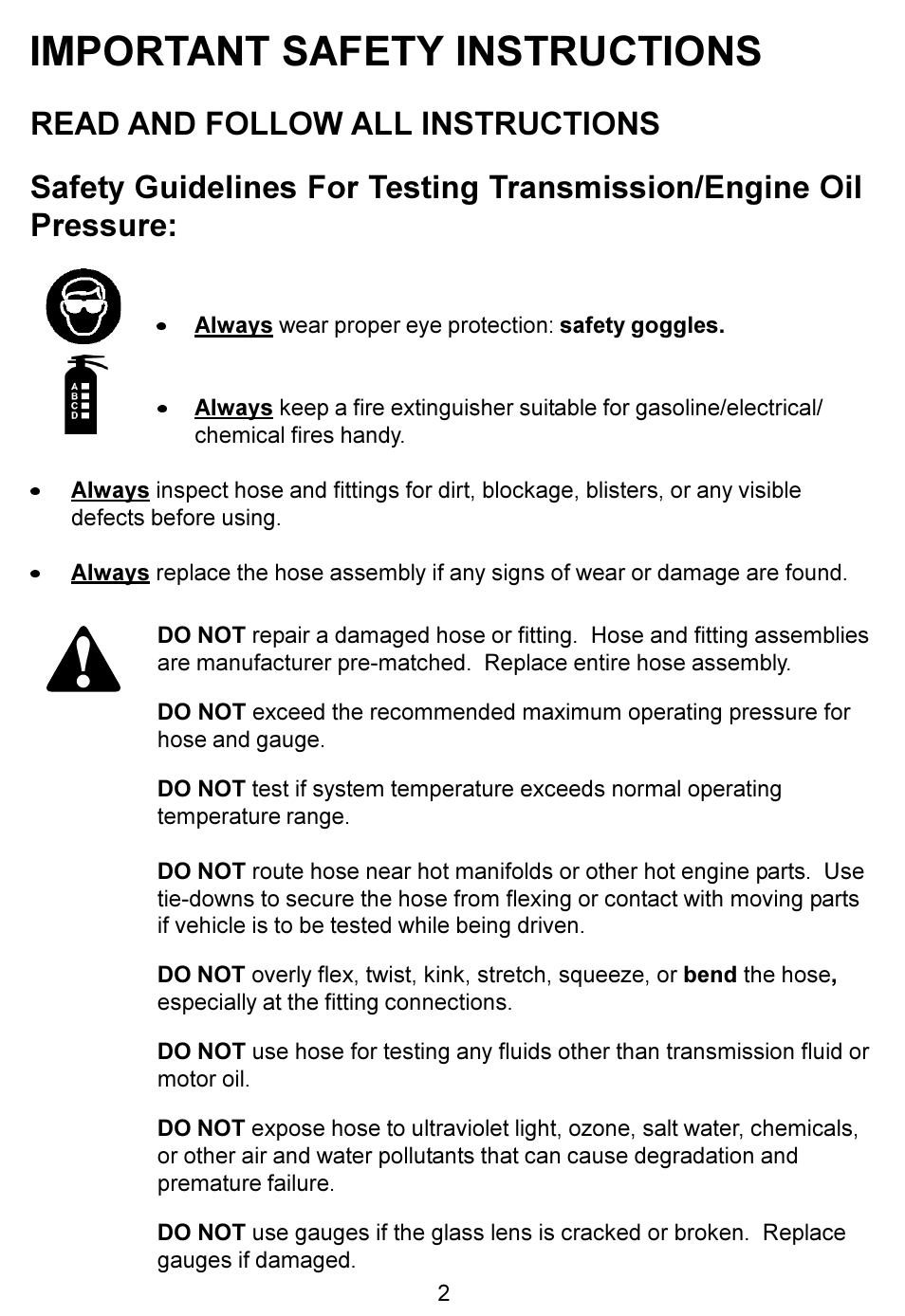 Important safety instructions | Actron KAL2510 User Manual | Page 2 / 8