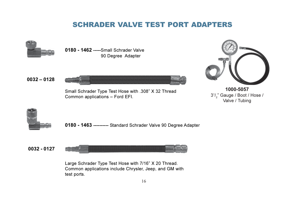 Schrader valve test port adapters | Actron KAL2535 User Manual | Page 17 / 22