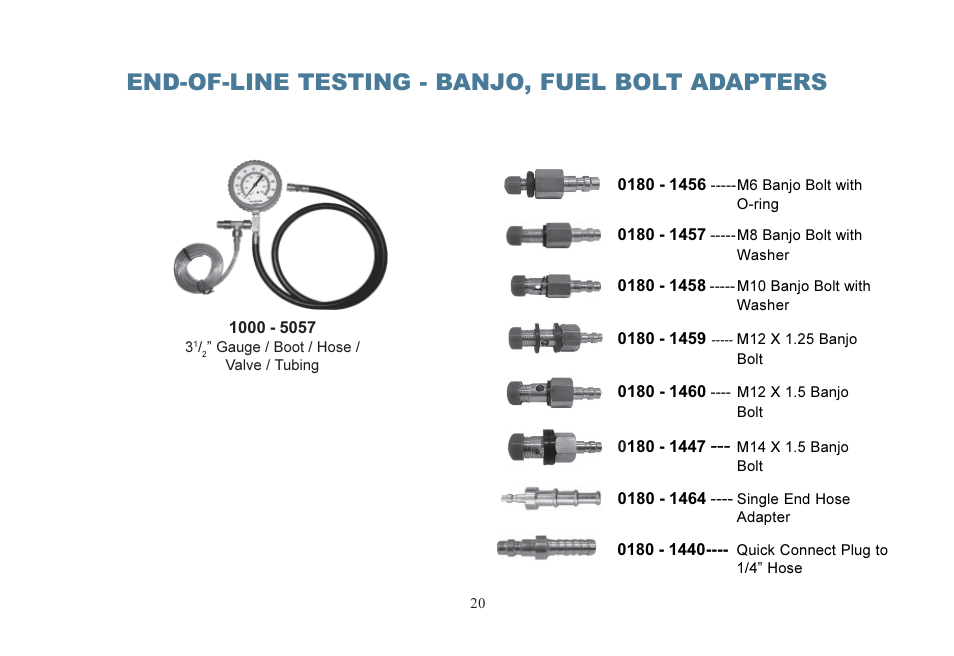 End-of-line testing - banjo, fuel bolt adapters | Actron KAL2535 User Manual | Page 21 / 22