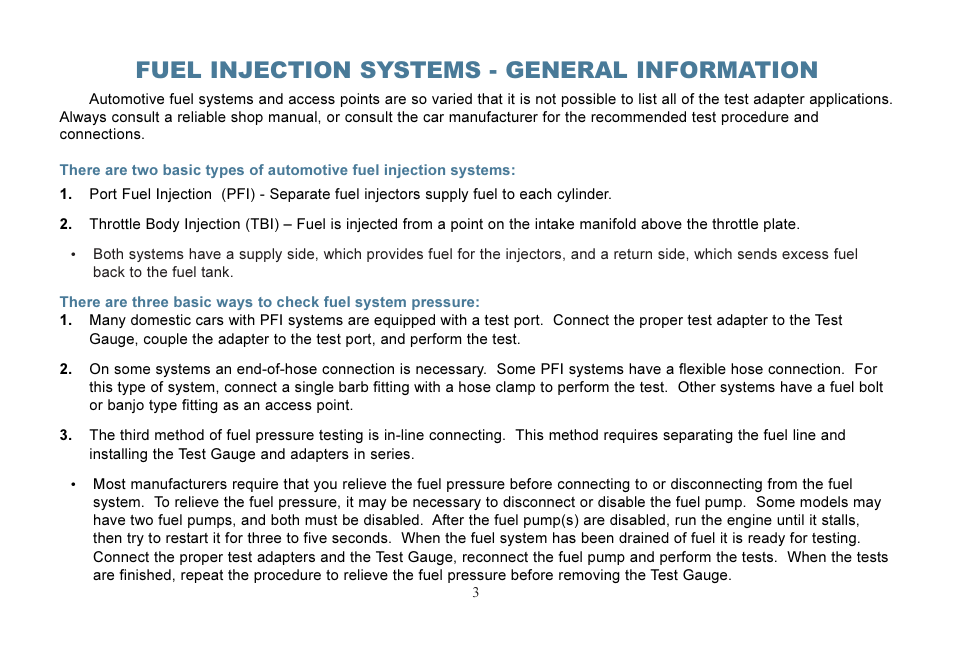 Fuel injection systems - general information | Actron KAL2535 User Manual | Page 4 / 22