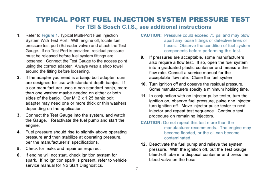 Typical port fuel injection system pressure test | Actron KAL2535 User Manual | Page 8 / 22