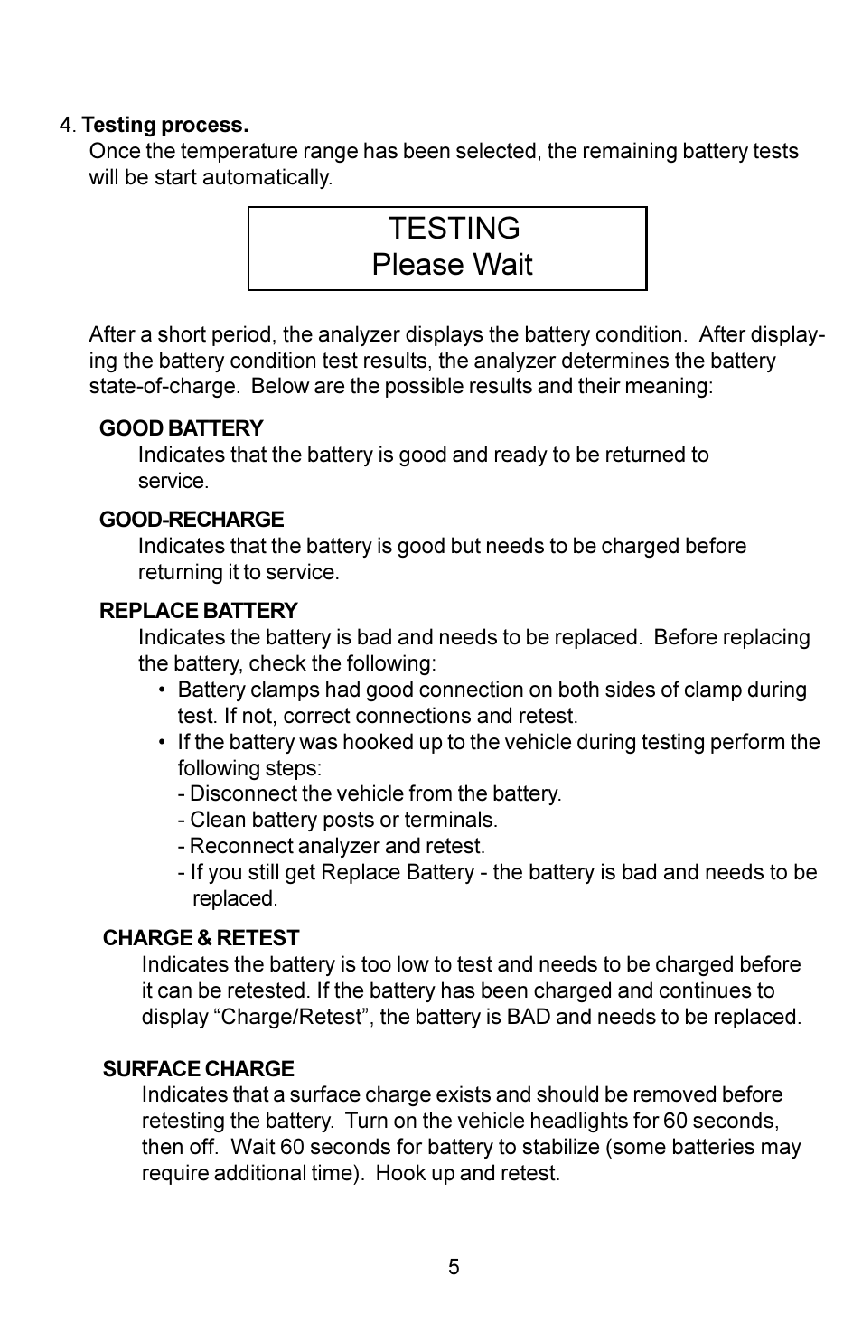 Testing ✼✼ please wait | Actron KAL8500 User Manual | Page 5 / 8