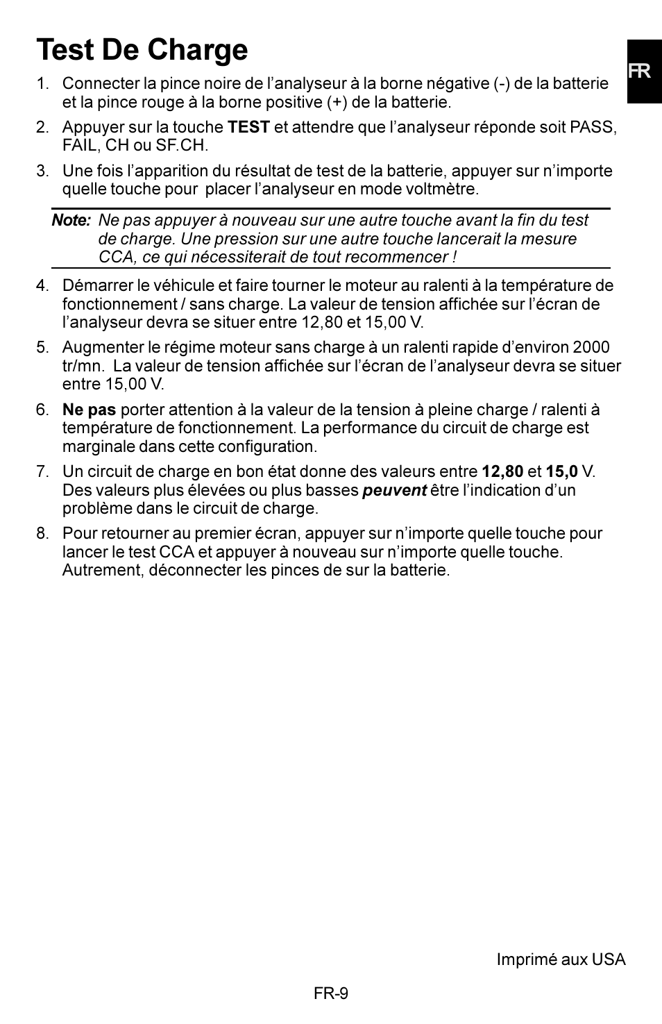 Test de charge | Actron KAL8300 User Manual | Page 11 / 40