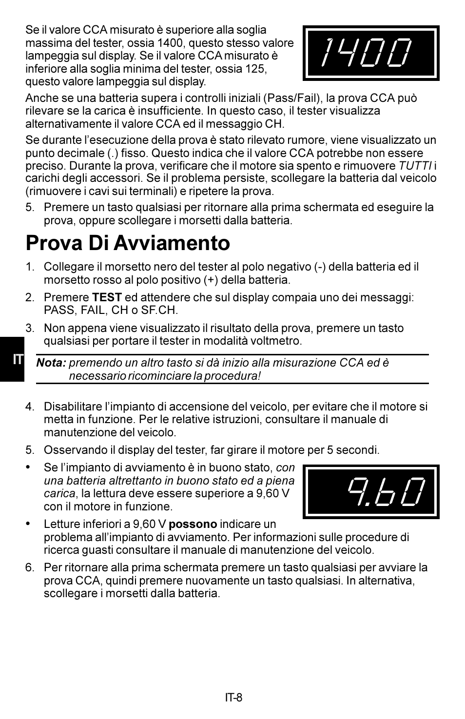 Prova di avviamento | Actron KAL8300 User Manual | Page 28 / 40