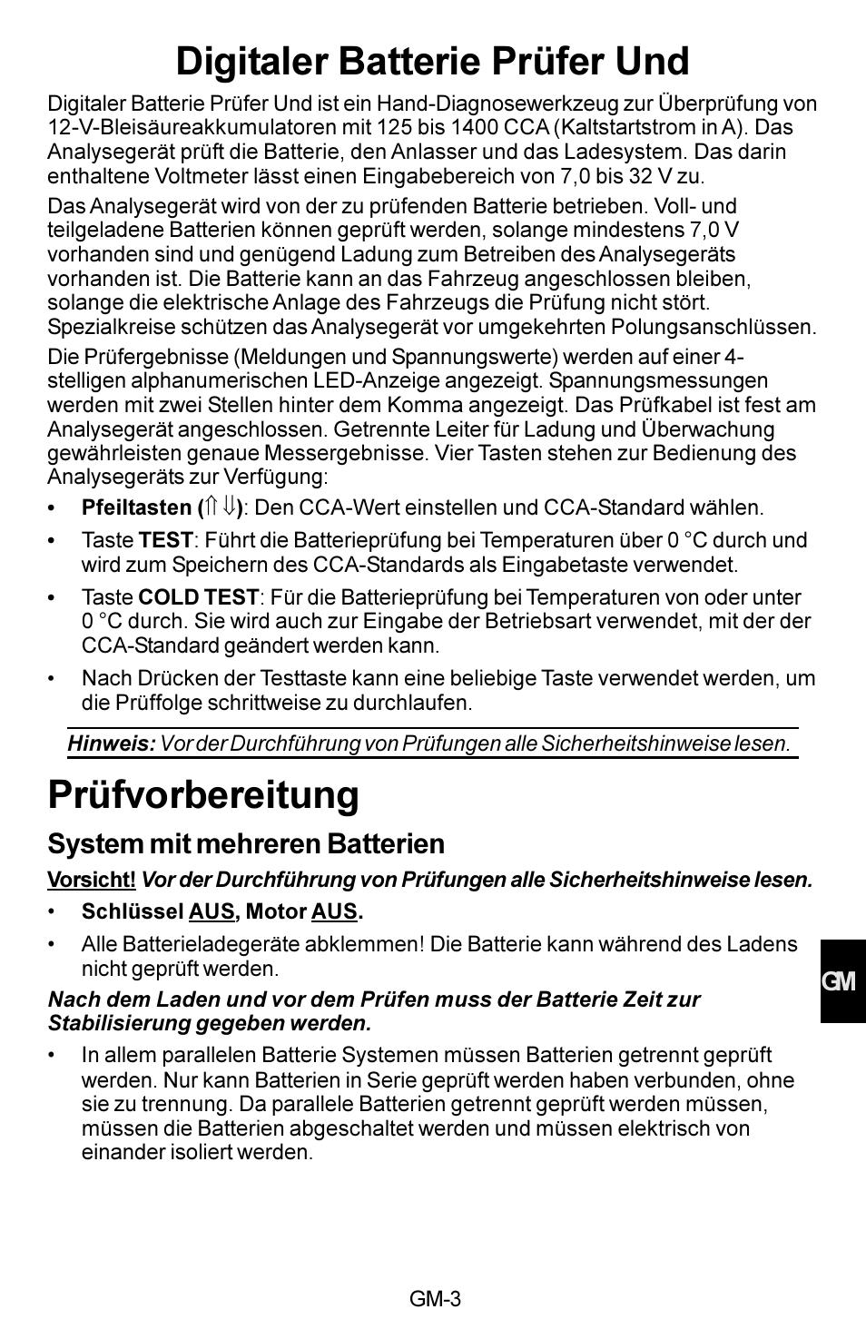 Digitaler batterie prüfer und, Prüfvorbereitung, System mit mehreren batterien | Actron KAL8300 User Manual | Page 33 / 40