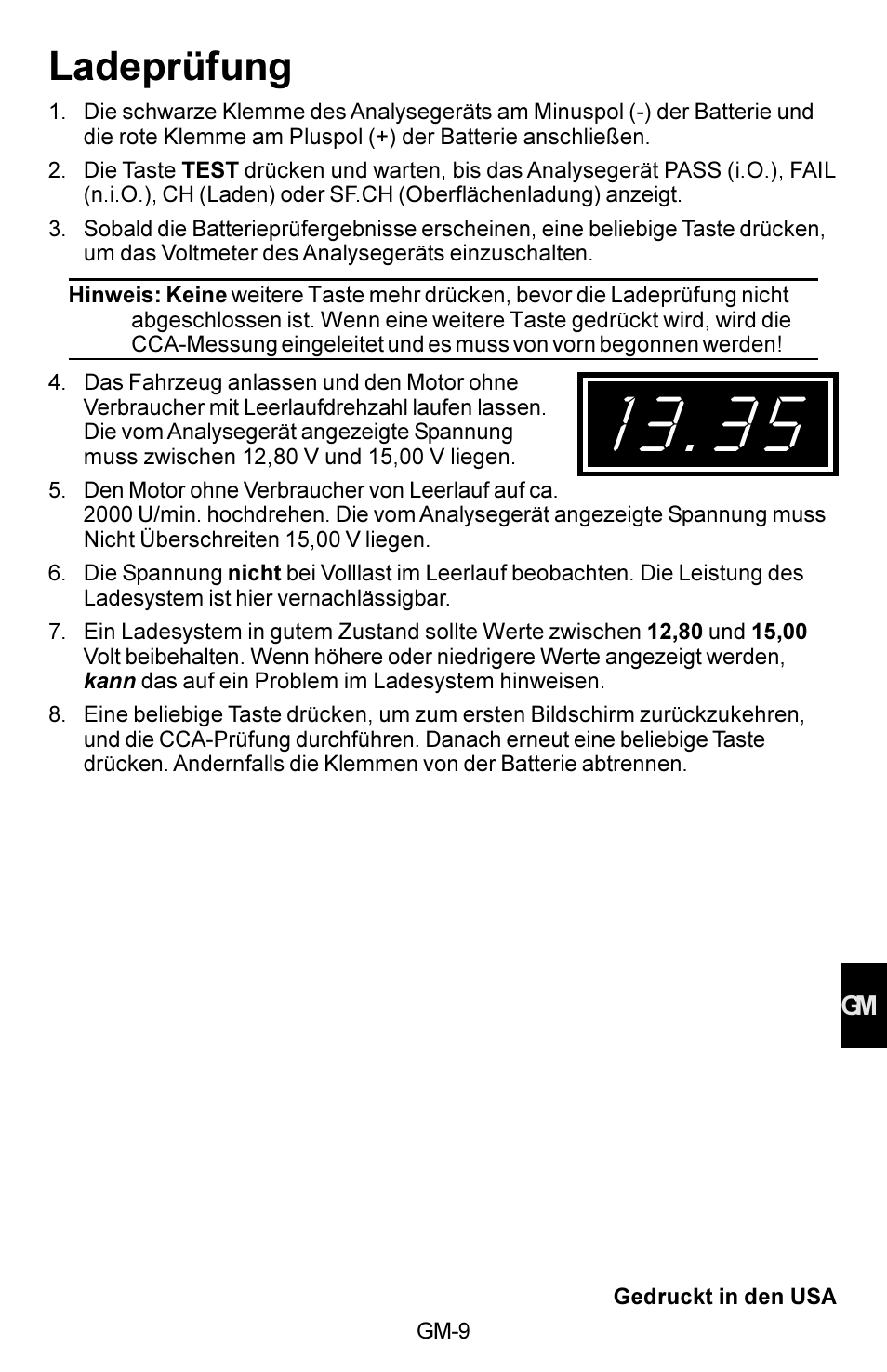 Ladeprüfung | Actron KAL8300 User Manual | Page 39 / 40